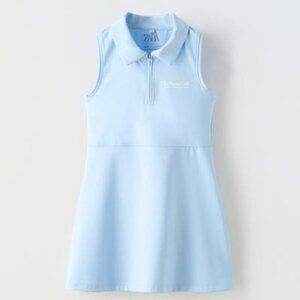 Zara Zip Polo Tennis Dress, Light Blue, 8
